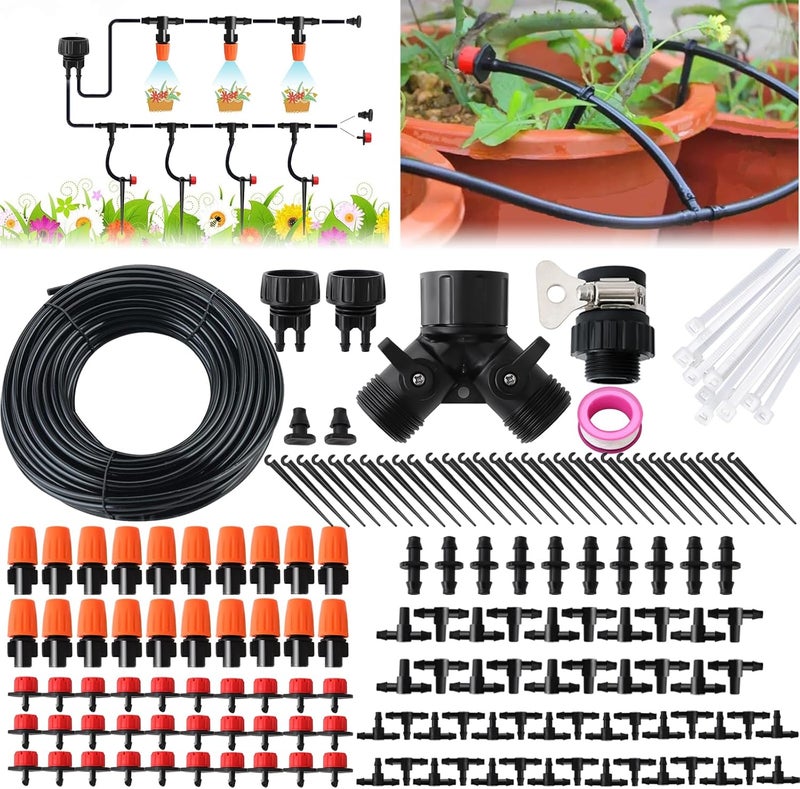 PRUNkuar Drip Irrigation Kit, Garden Irrigation System 1/4" Blank Distribution Tubing Watering Drip Kit/DIY Saving Water Automatic Watering System for Garden, Greenhouse, Flower Bed, Patio, Lawn - Image 1